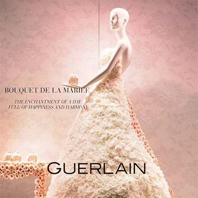 Guerlain showroom decorated with preserved roses
